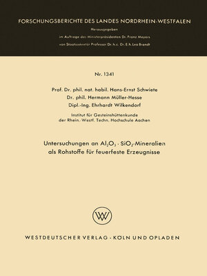 cover image of Untersuchungen an Al2O3 · SiO2-Mineralien als Rohstoffe für feuerfeste Erzeugnisse